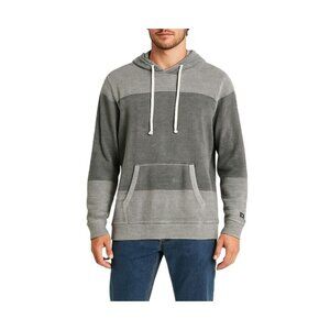 Billabong Mens Gray Striped Drawstring Hoodie Kangaroo Pocket Size Large